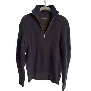 Marc‎ O'Polo Mens Organic Cotton Wool Ribbed Quarter Zip Sweater Brown Large